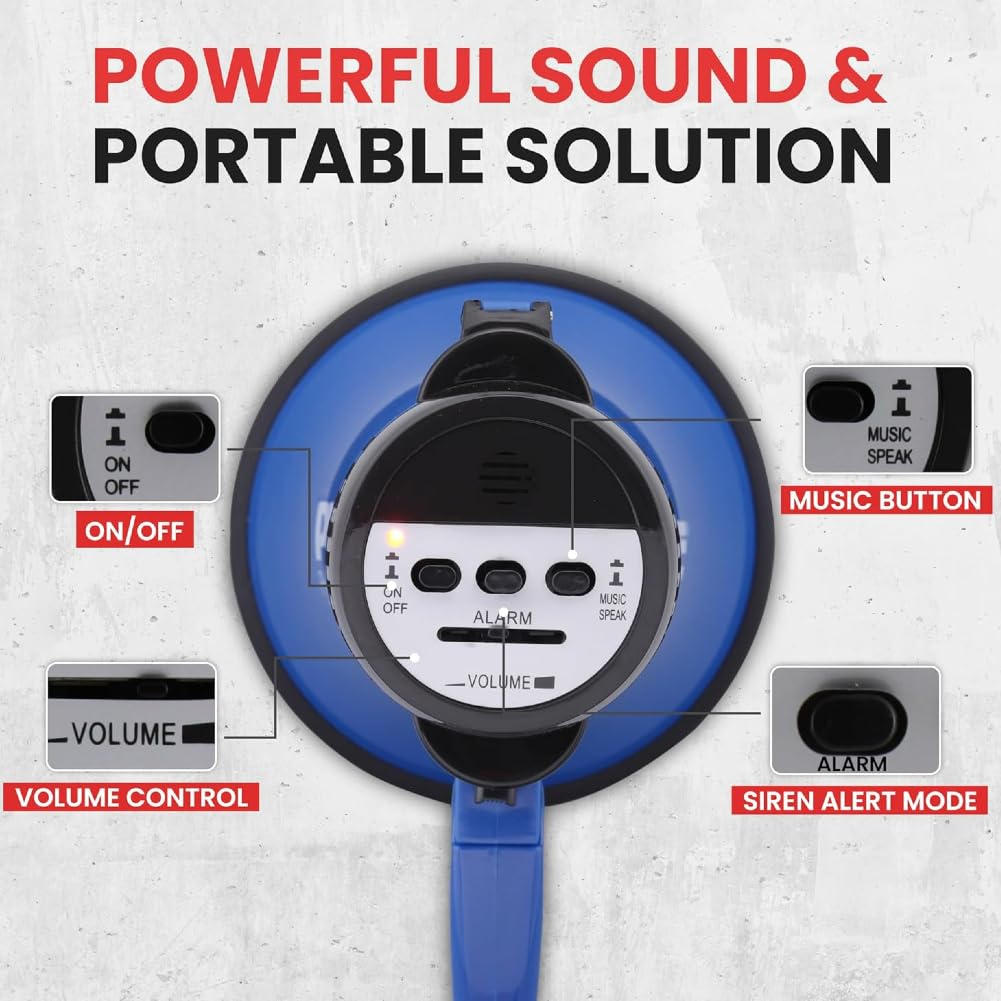 GK SOUND PMP31BL Megáfono Azul 30 Vatios 750 Metros Sirena Incorporada