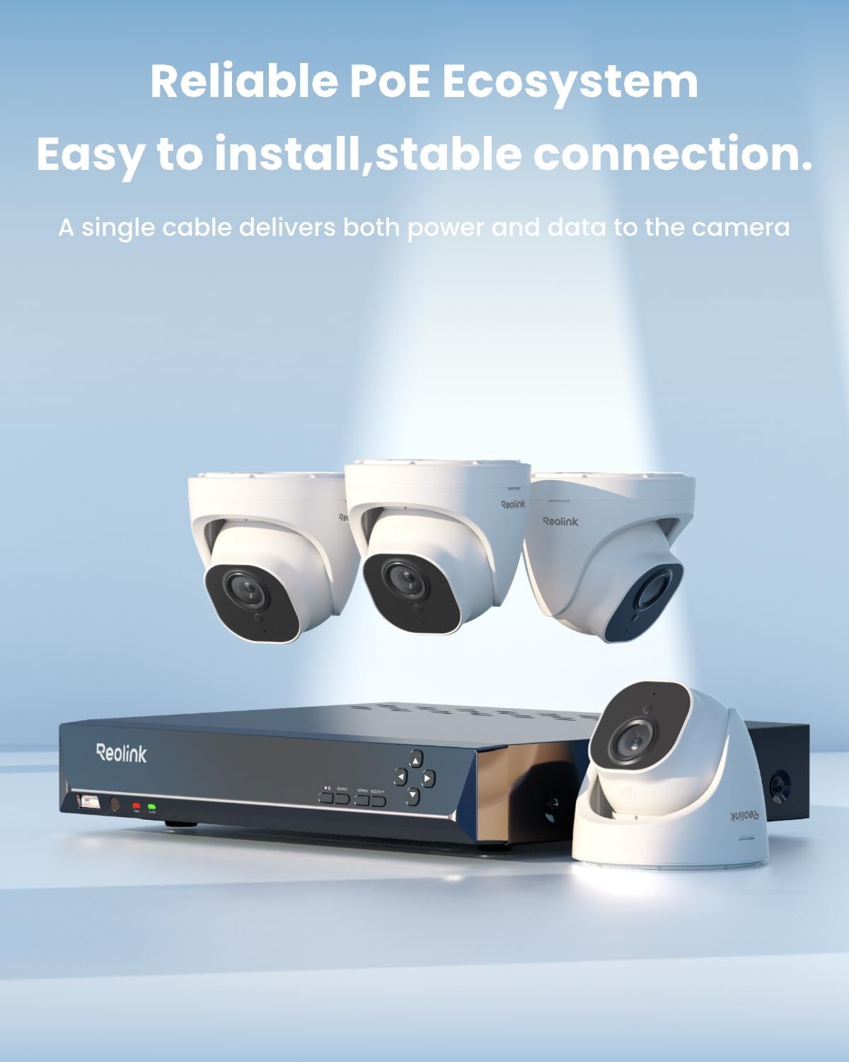 REOLINK 4K Security Camera System, 4pcs H.265 PoE Wired Turret Cameras with Person Vehicle Detection, 4K/8MP 8CH NVR with 2TB HDD for 24-7 Recording, RLK8-800D4