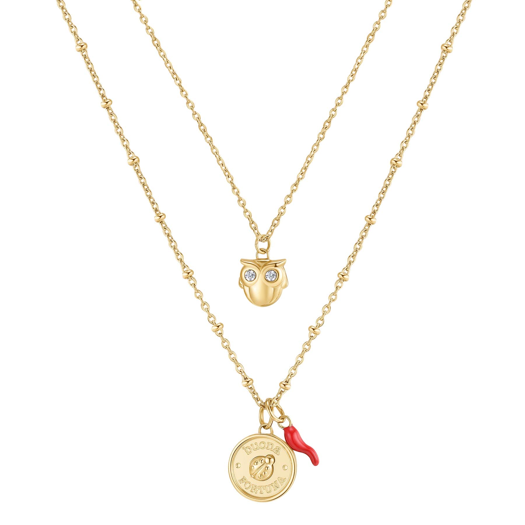Brosway Collana Donna, Collana in Acciaio e Cristalli con Simbolo Gufo | Collezione Chakra - BHKN069