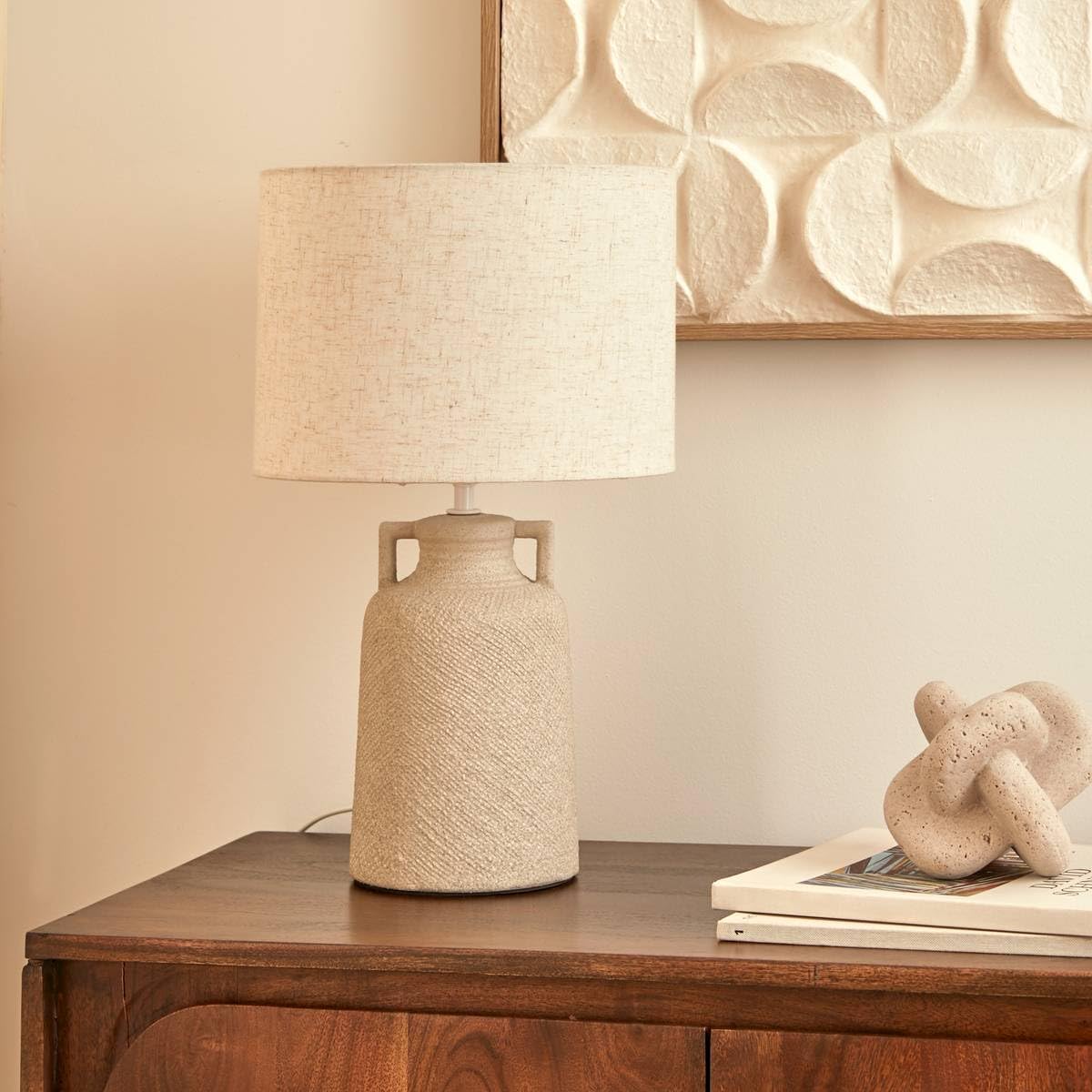 Atmosphera - Lampe à poser champignon secteur gibus gris h45,5cm