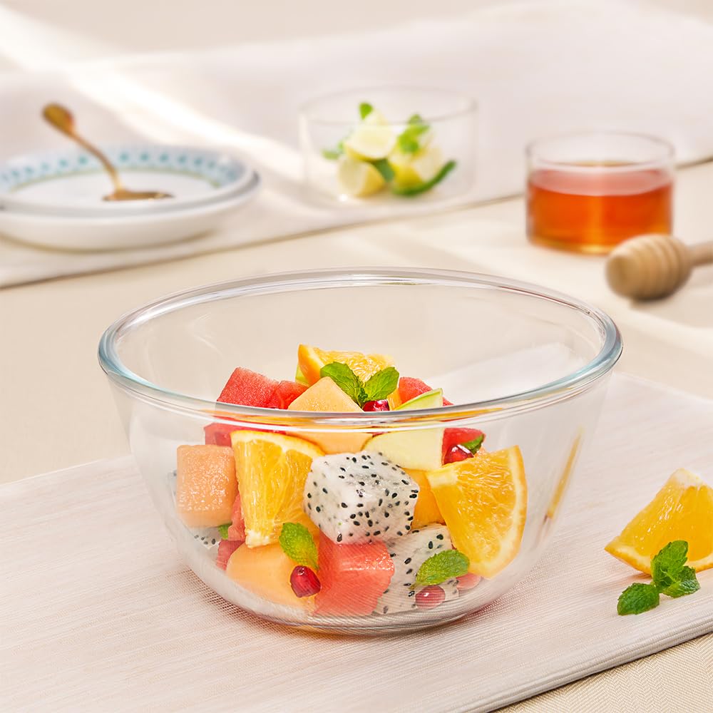 BOROSIL BOROSILICATE ROUND GLASS MIXING BOWL OVEN SAFE MIXING BOWL GLASS SERVING BOWL 500 ML