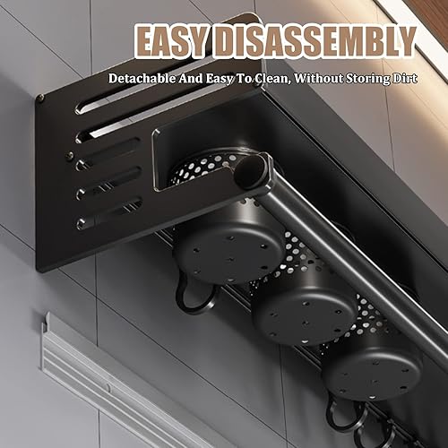 Miniatura 4 de Soporte colgante de pared para especias, ahorro de espacio para cocina, estante de almacenamiento de cocina para utensilios, organizador de baño