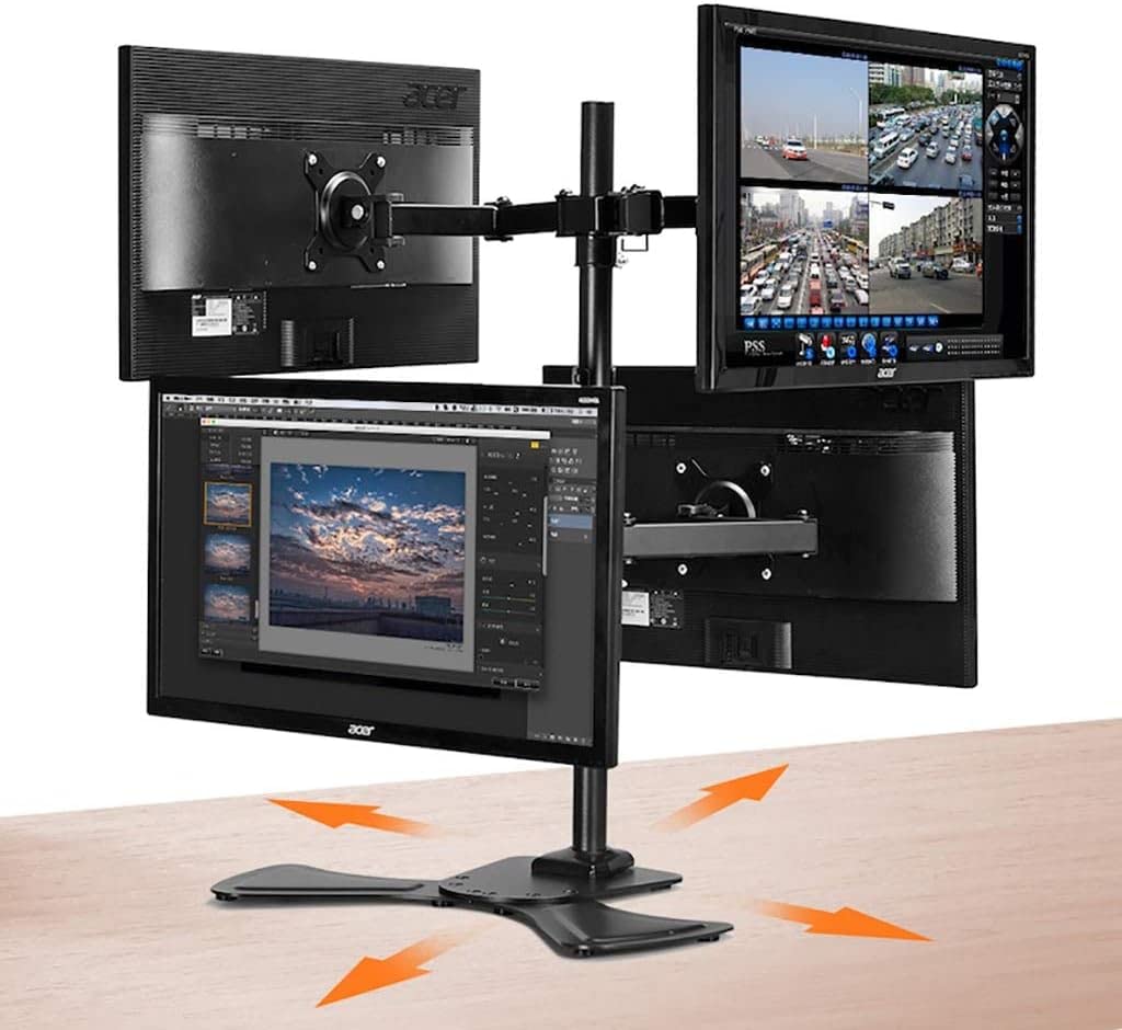Supporto per monitor Quad 4 con base da tavolo regolabile in altezza LCD Multi Display Rack per supporto TV