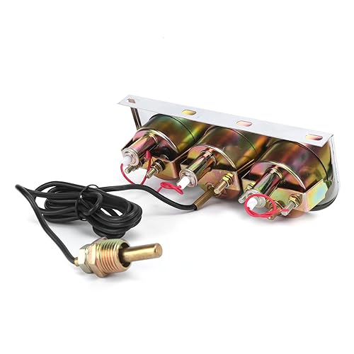 Miniatura 7 de Kit de calibre triple 3 en 1, 2 pulgadas, medidor de presión de aceite de temperatura del agua, medidor de AMP de metal sólido alto para automóvil