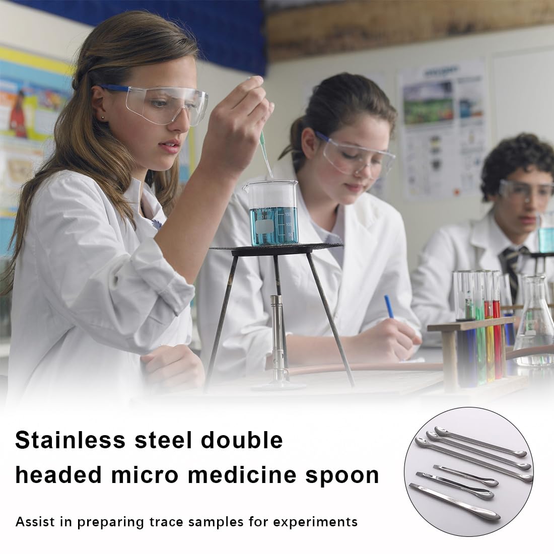 6 pièces en acier inoxydable micro scoop set capsule remplissage laboratoire échantillonnage ensemble pour poudre gel bouchon remplissage laboratoire médecine échantillonnage