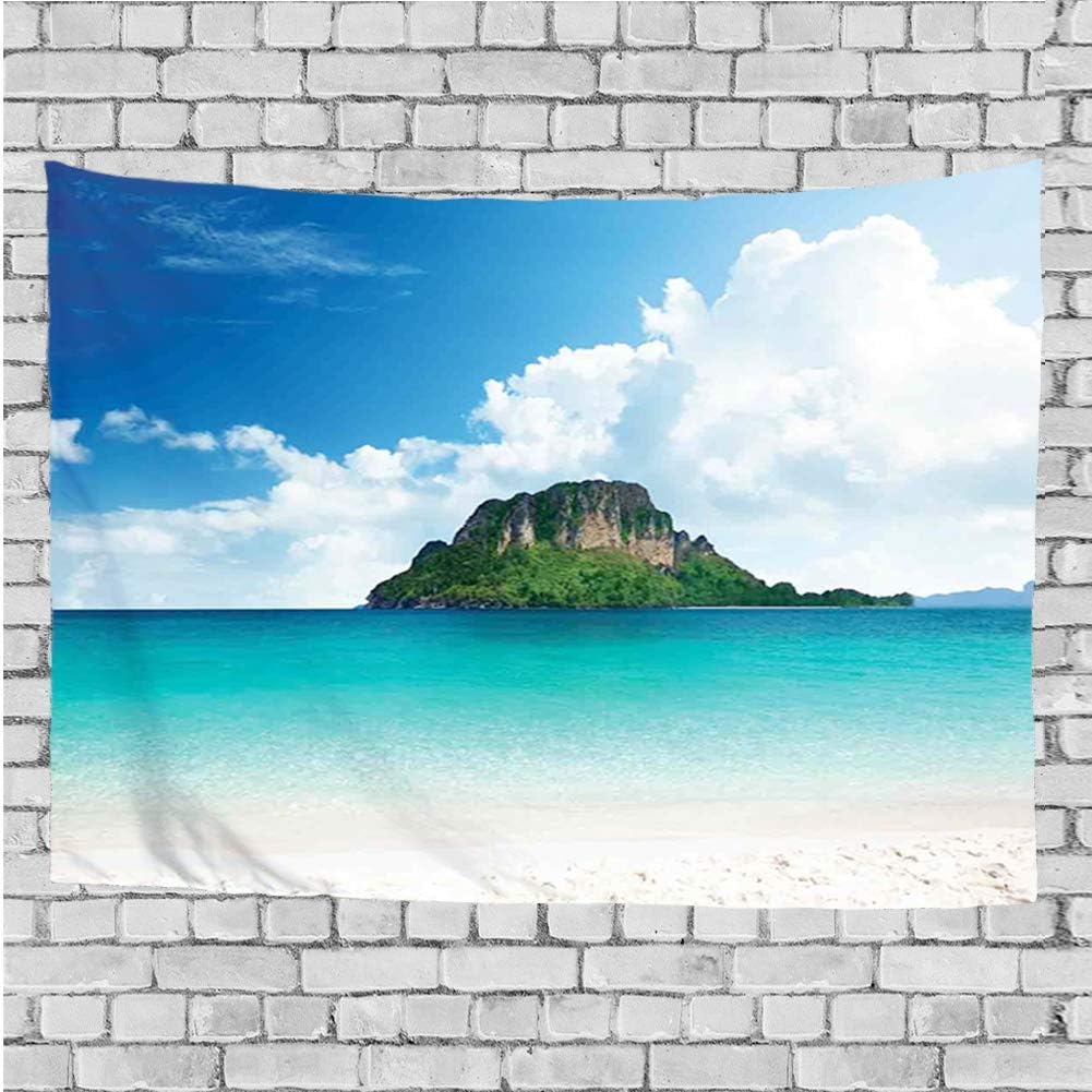 GULTMEE Wall Tapestry with Art Nature Home Decorations for Living Room Bedroom Dorm Decor - Poda Island in Thailand South Asian Tropic Paradise Hot Sun with Clouds Photo - 90x60 inch