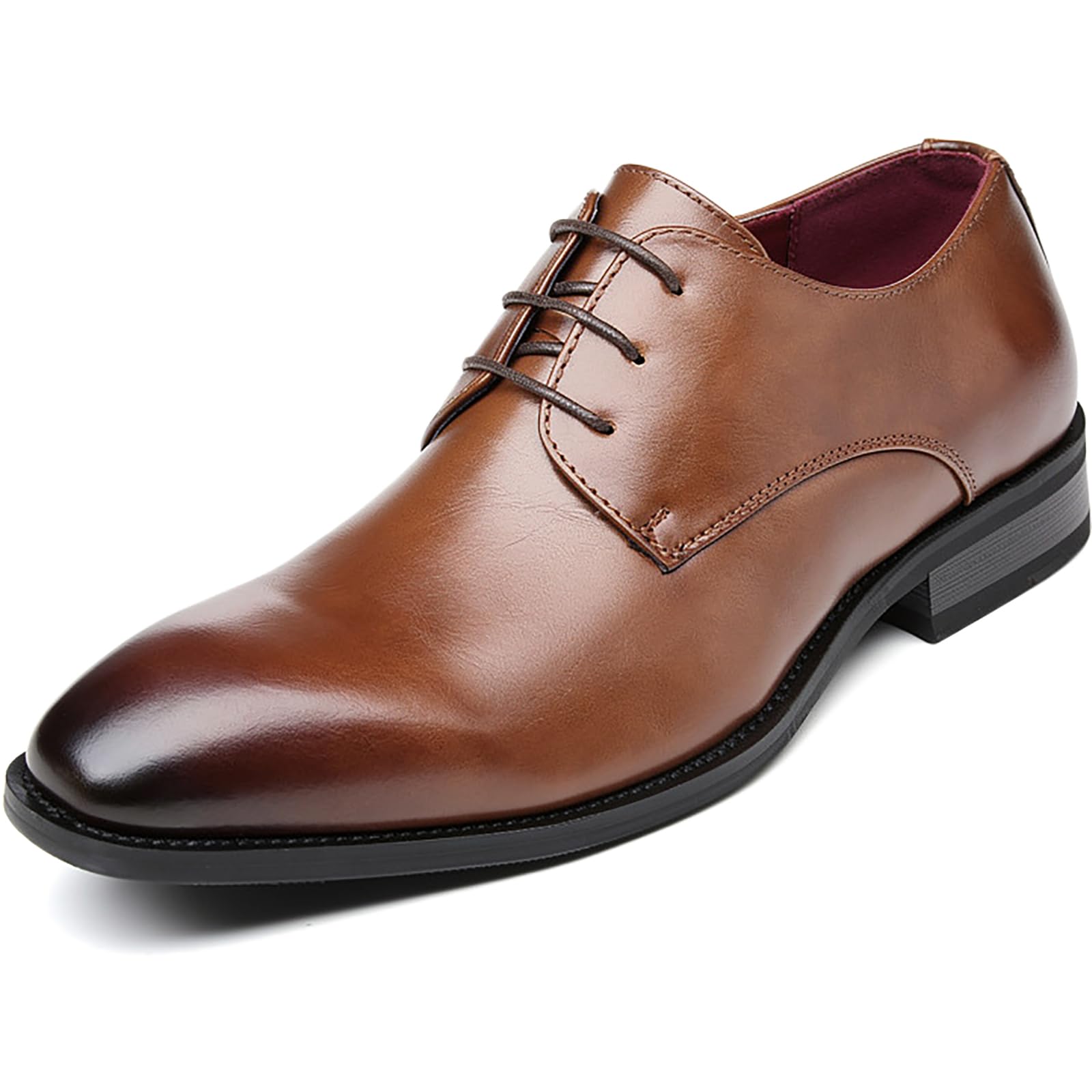 Scarpe Eleganti da Uomo in Pelle PU Classiche Stringate Oxford Scarpe Derby da Lavoro Formali Matrimonio Ballo di fine Anno Lavoro Ufficio Confortevole,Marrone,41