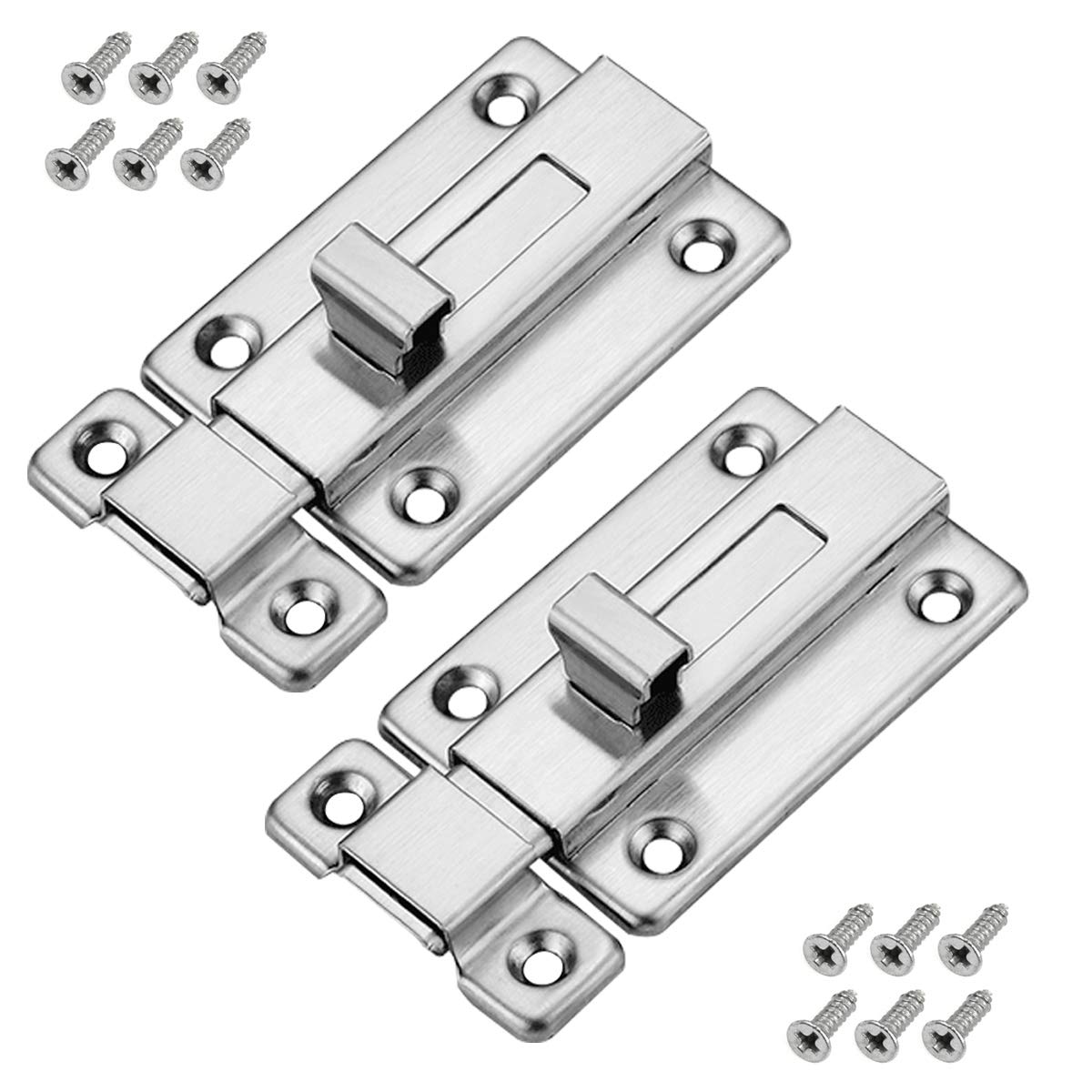 Dokpav2 Pcs Door Locks, 3 Inch Stainless Steel Door Bolts Slide Door Bolts for All Internal Doors, Bedroom Bathroom