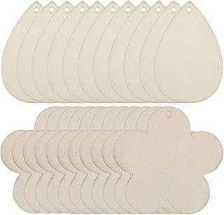 حلقان متدلية مفرغة خشبية بلون طبيعي من اكسسوارات الحرف اليدوية وصنع المجوهرات، 100 قطعة، الوضع الافتراضي