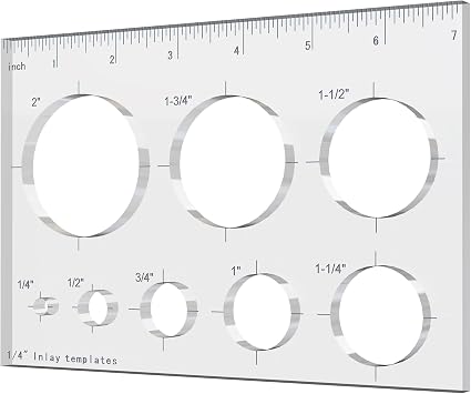 8 in 1 Router Template for Woodworking - 7x4.7 Large Clear Acrylic Router Jig, Circle Inlay Template with Scale for Furniture Repair, Decorative Inlays & Wood Crack Prevention