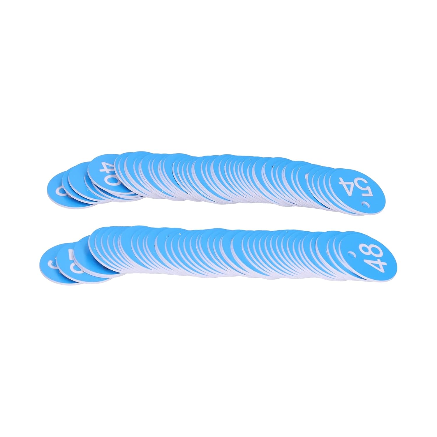 100PCS Round Number Tag, Convenient Effective Hanger Tags Beehive Sign Marker Labels with Hole for Farm Beekeeping Accessory (White and Blue)