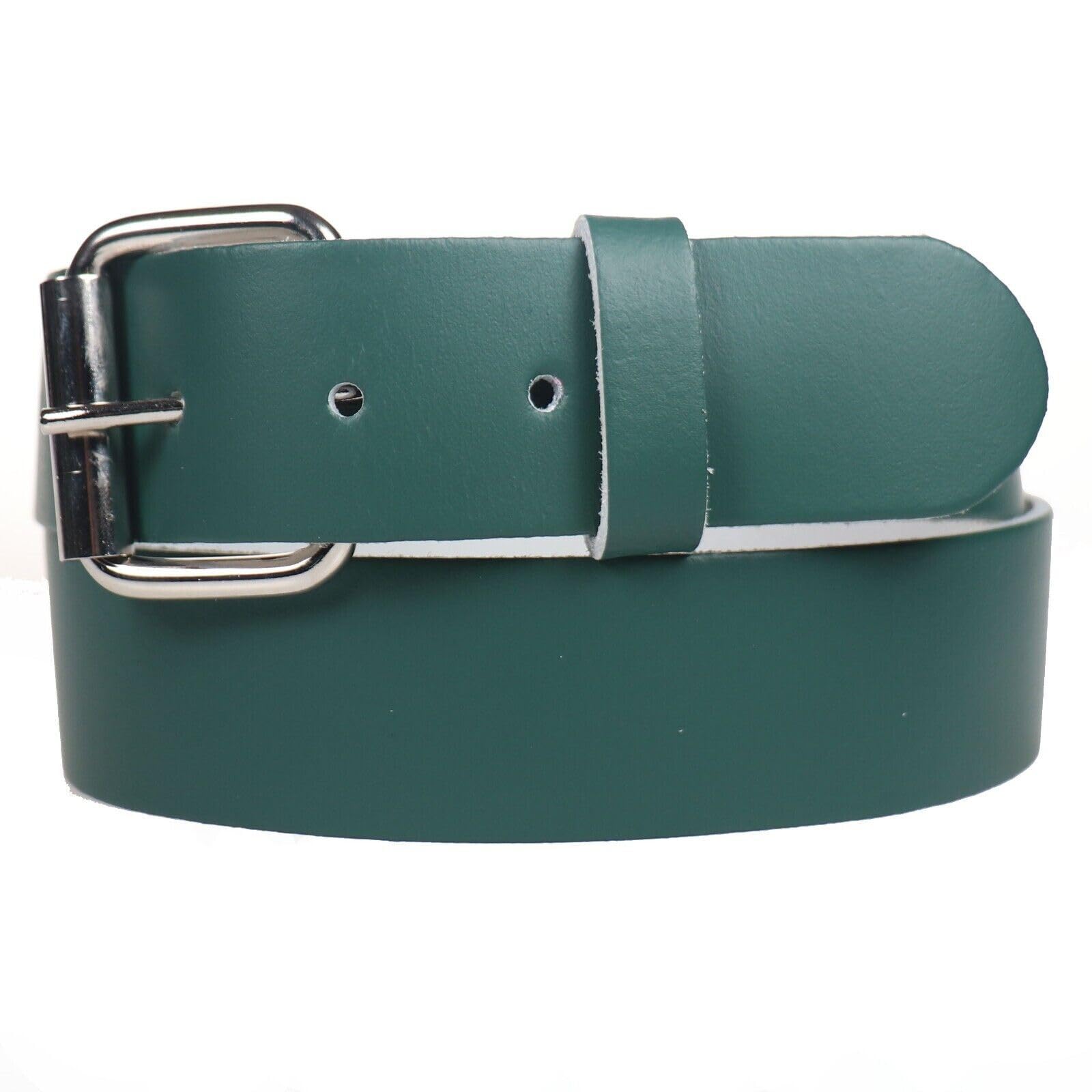 Bullet 69 Unisex Green 38Mm Colourful Leather Jean Leather Belts Mens Womens Belts[,Xlarge 40" - 44" Waist,Silver Roller]