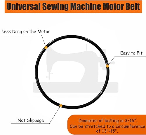 Miniatura 3 de YEQIN Cinturón elástico universal para máquina de coser, 3 piezas, perímetro que va desde 13 pulgadas a 15 pulgadas (14.961 in), compatible con