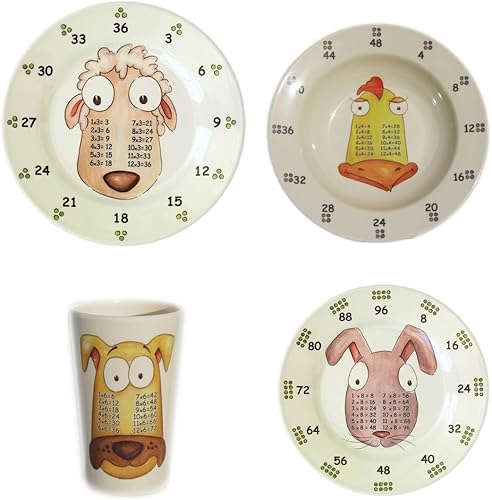 Award Winning Times - Vajilla de mesa de 4 piezas en caja de los años medios, plato, cuenco y vaso