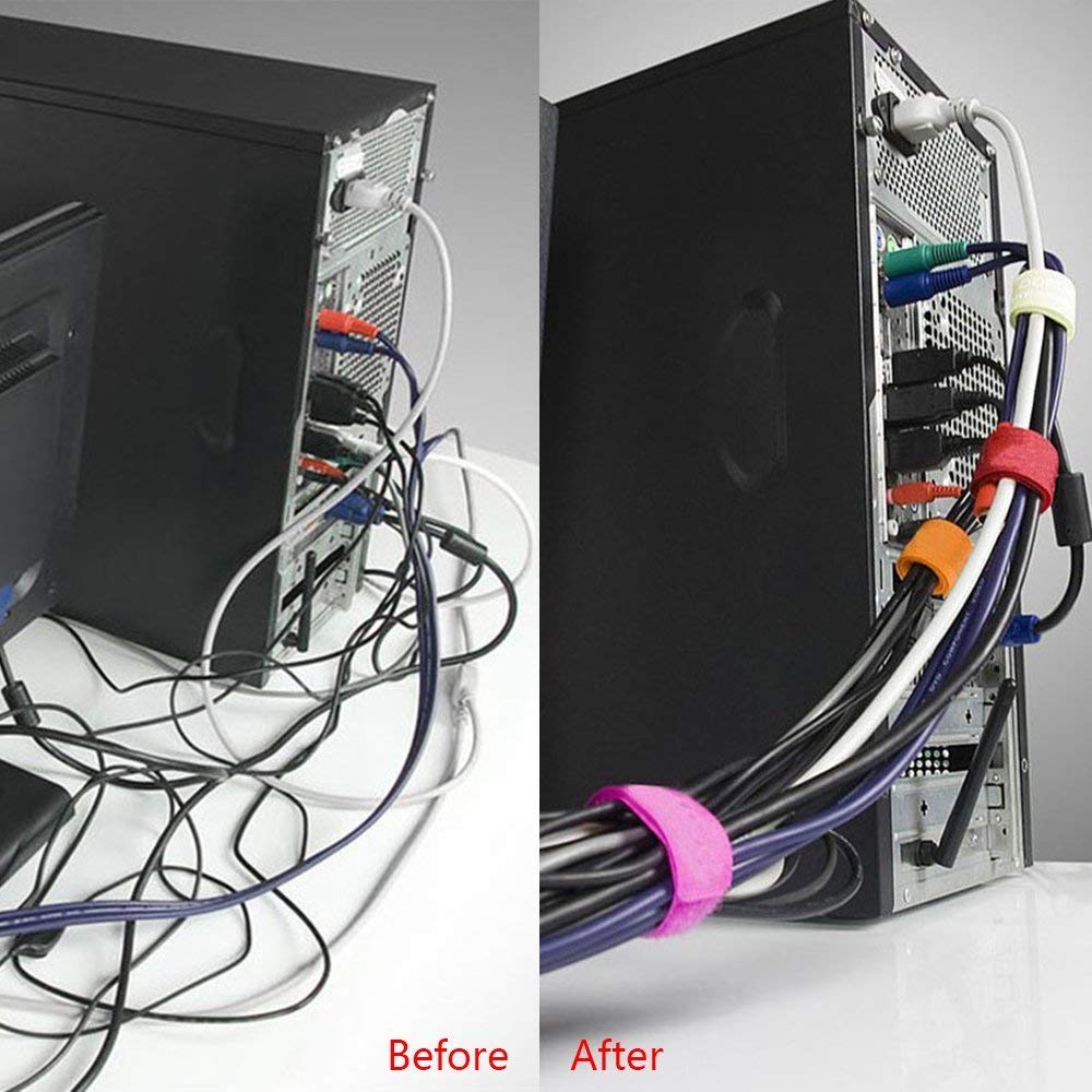 50 bridas reutilizables para organizar cables, 7 pulgadas (morado)