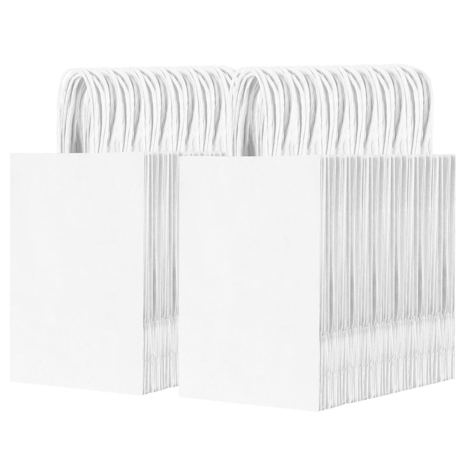 200 Stück Papiertüten 14 x 8,1 x 21,6 cm, braune Geschenktüten mit Griffen, kleine Papiertüten (weiß)
