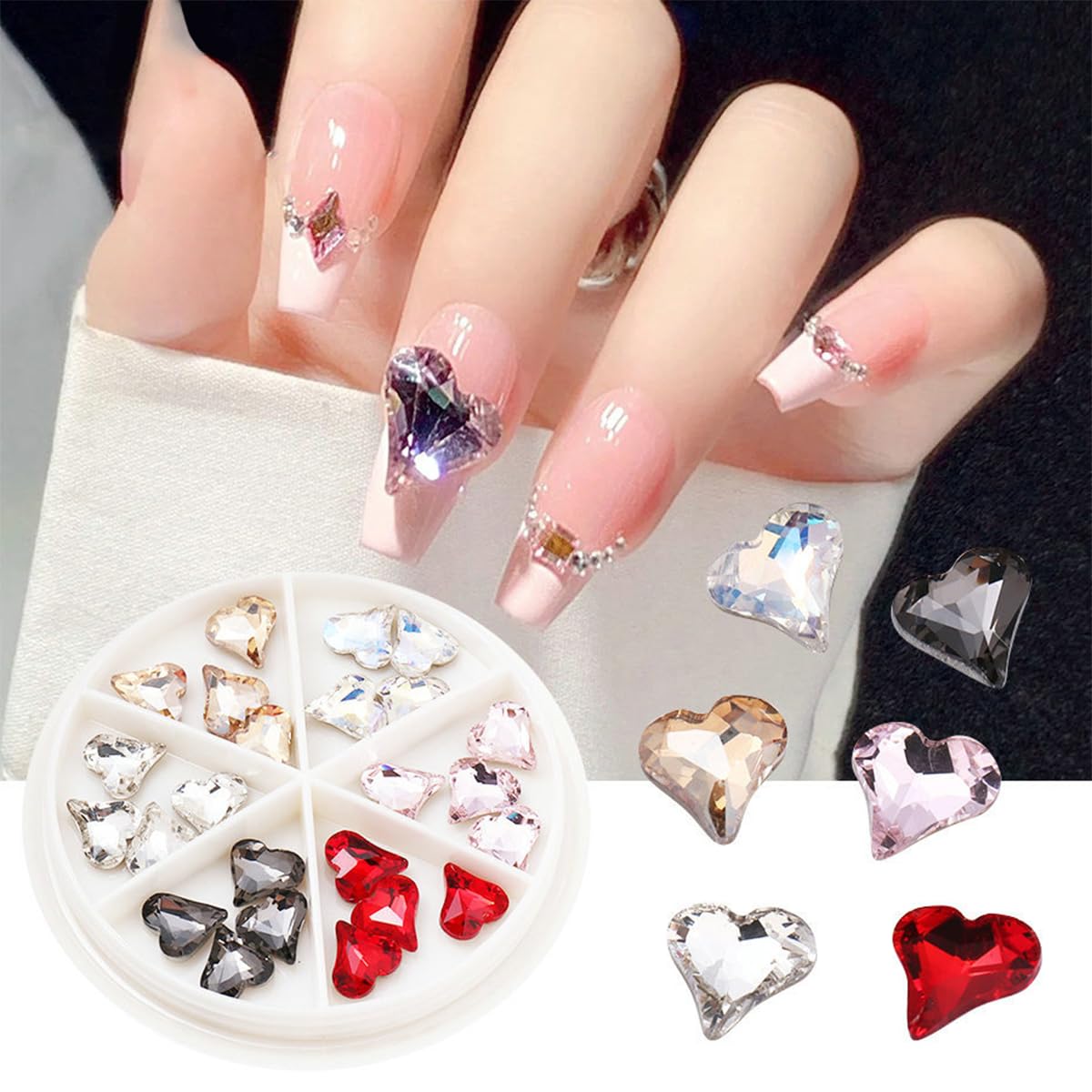 Amazon.co.jp: Unikato ラインストーン ハート カラフル ネイル
