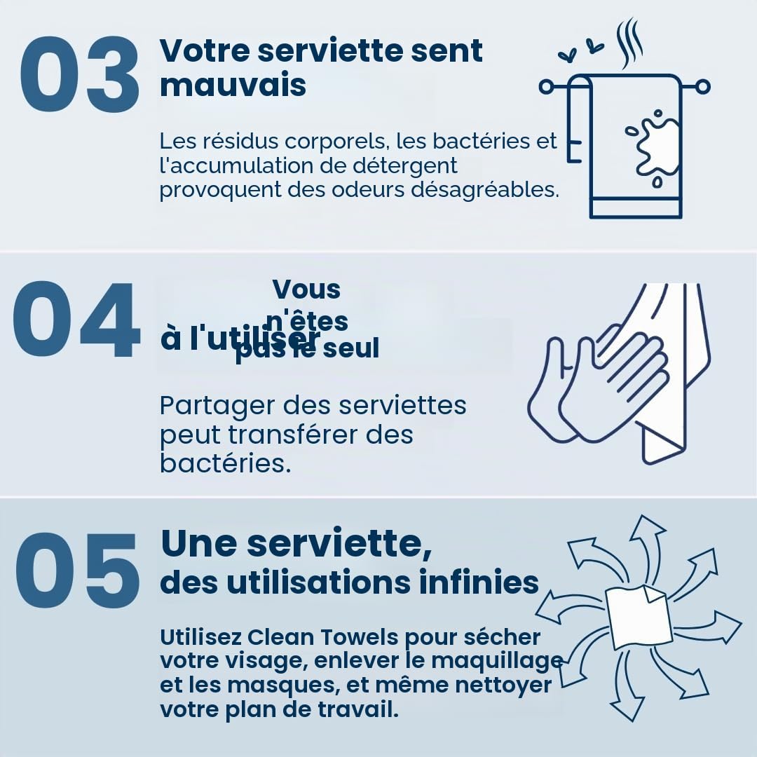 Clean Skin Club Récipient en bambou de luxe avec couvercle, comprend 50 serviettes jetables Clean Towels XL Original