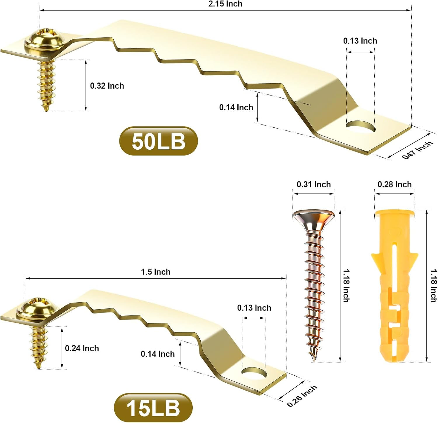 45 Pack Sawtooth Picture Hangers, Picture Hanging Kit, 2 Sizes for Photo Frames, Art, Clocks, Paintings, Canvas Hooks, and Picture Hanging Hardware, Wall Hanging Kit with Drywall Anchors and Screws