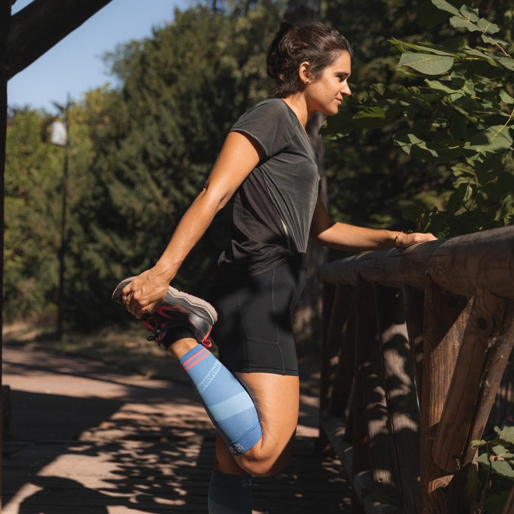 THUASNE - Manchons de Compression Running Trail UP ACTIV - Maintien du Mollet - Protection et Proprioception - Fabriqués en France - Normal, moins d'1,75 m