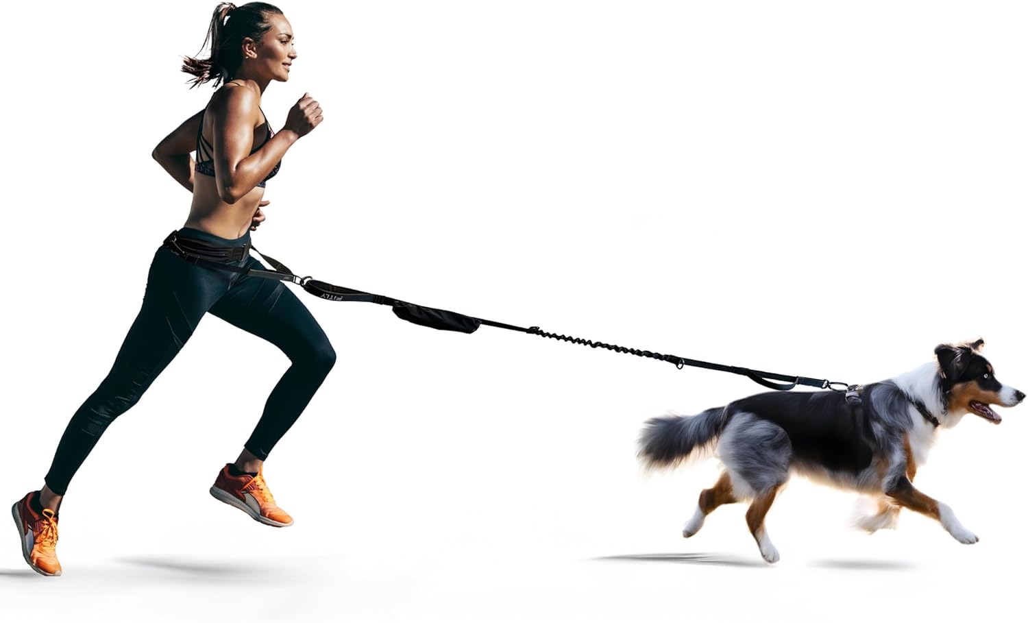 FITLY Dog Running Waist Belt - Running Dog Lead - Canicross Harness Carry Personal Items Running, Walks, Hikes - Waist Leads for Dogs with Belt Pouch, Converts into Canicrossing Line - Zesty Pink