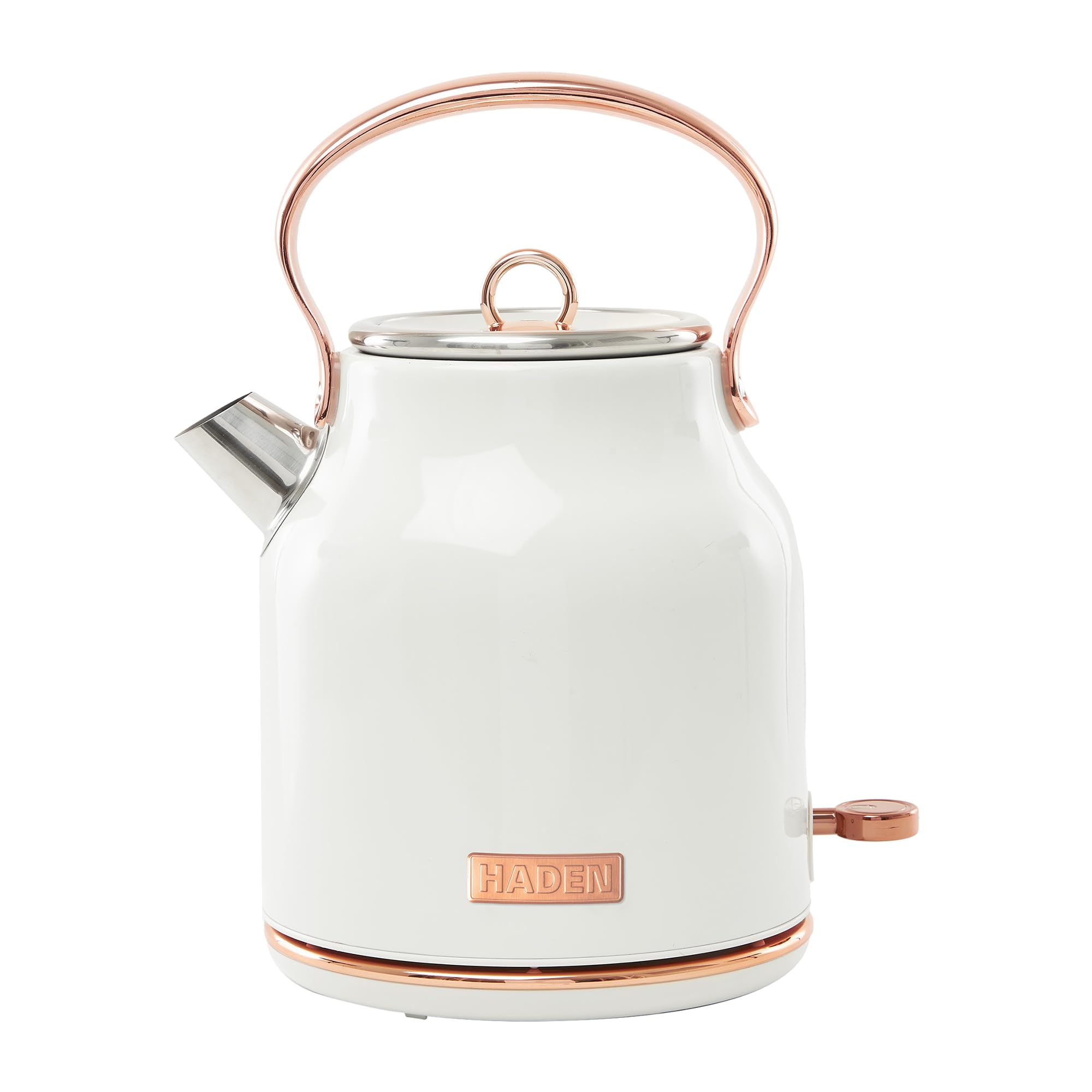 Haden Heritage Stainless Steel Electric Kettle, Ivory & Copper, 1.7 Liter
