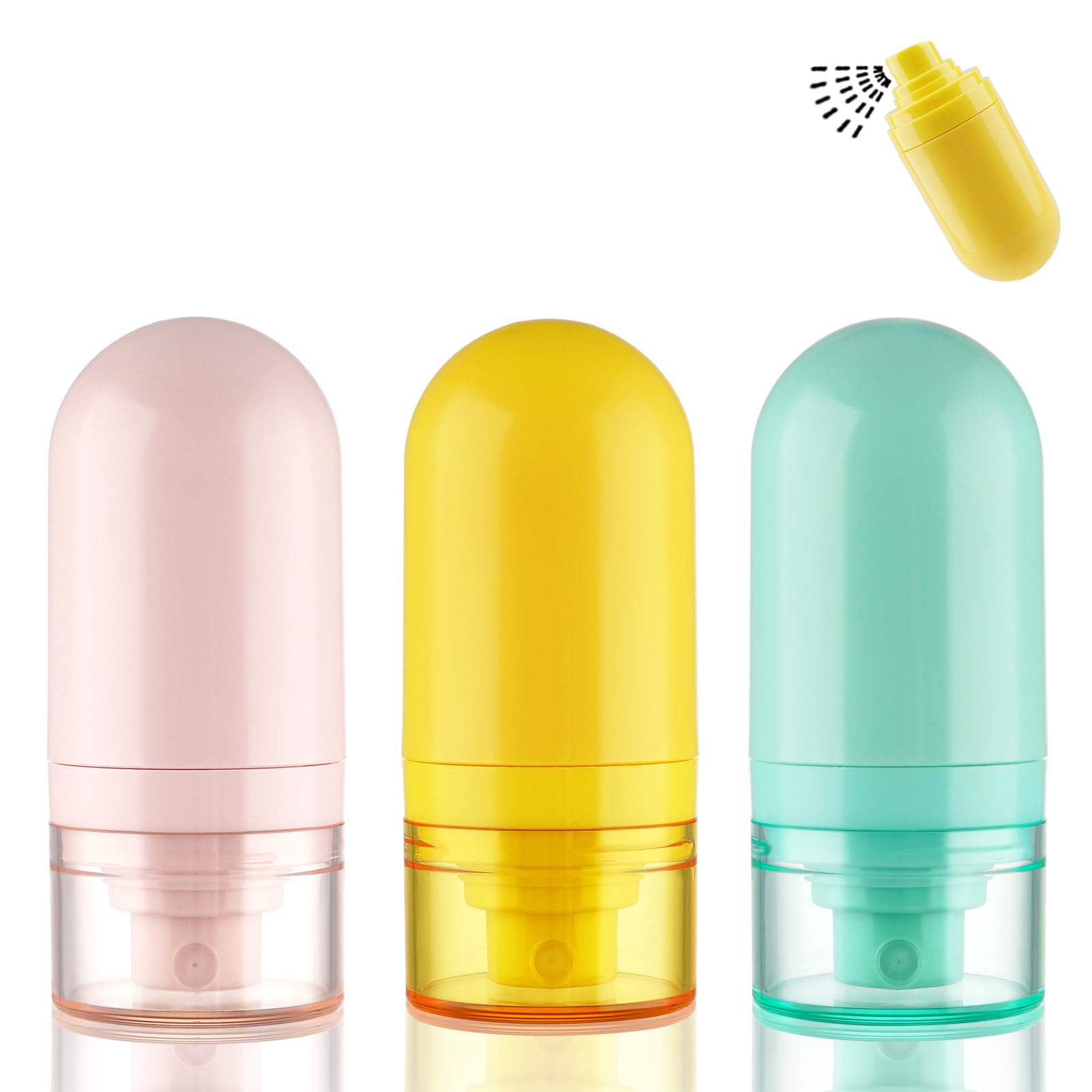 Cosywell Mini Fine Mist Spray Bottles TSA Approved 1oz/30ml 3 Pack Airless Spray Bottle Leak Proof Travel Spray Bottle Plastic Refillable Containers for Perfumes Skincare Water Cosmetics (3color)