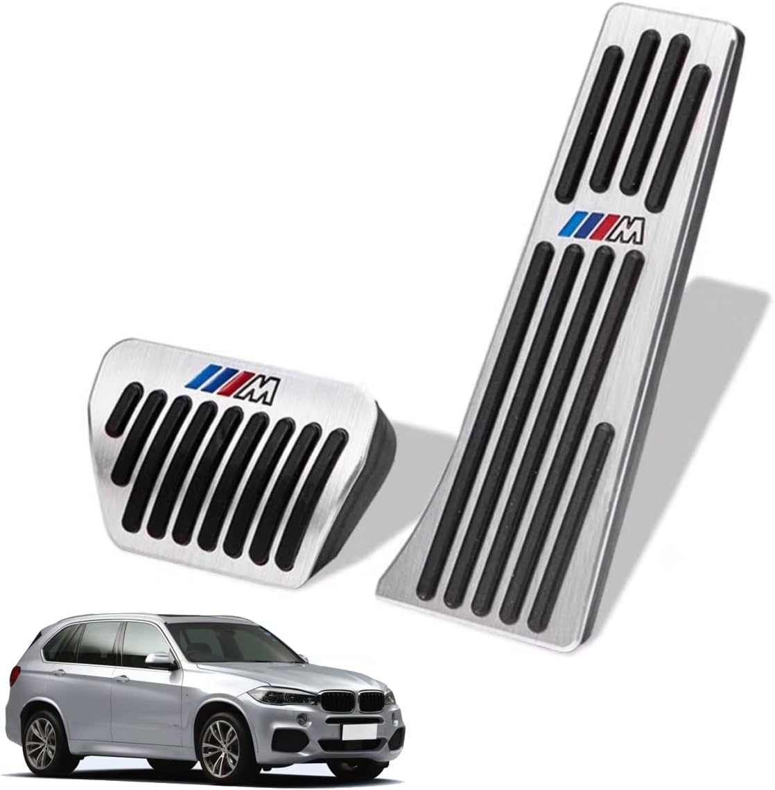 Car Pedal Covers for BMW X5 2014 2015 2016 2017 2018, Auto Aluminum Gas Pedal Covers Accessories Replacement, Non-Slip Accelerator Brake Foot Rest Pedals(Set of 2)