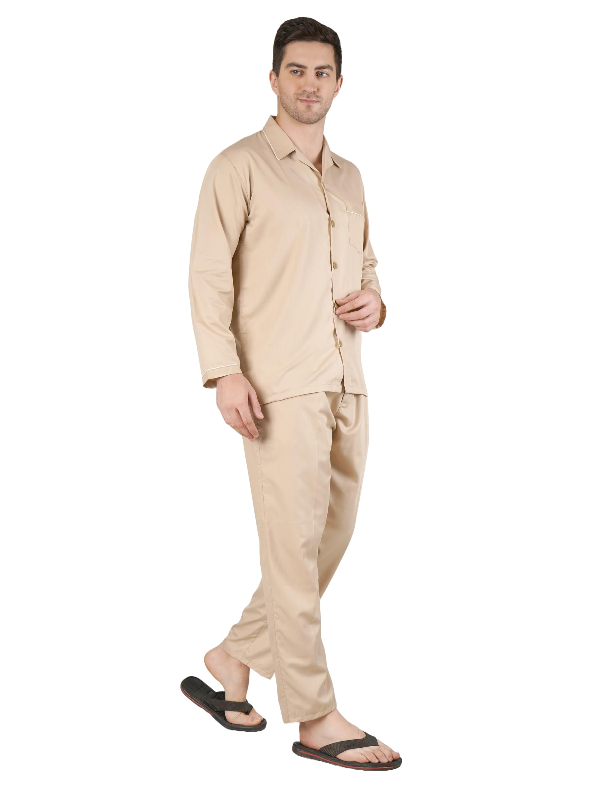 Emperor Men's Premium Night Suit – Full Sleeve Shirt & Pyjama Set – Soft Lustrous Fabric Nightwear-image-3