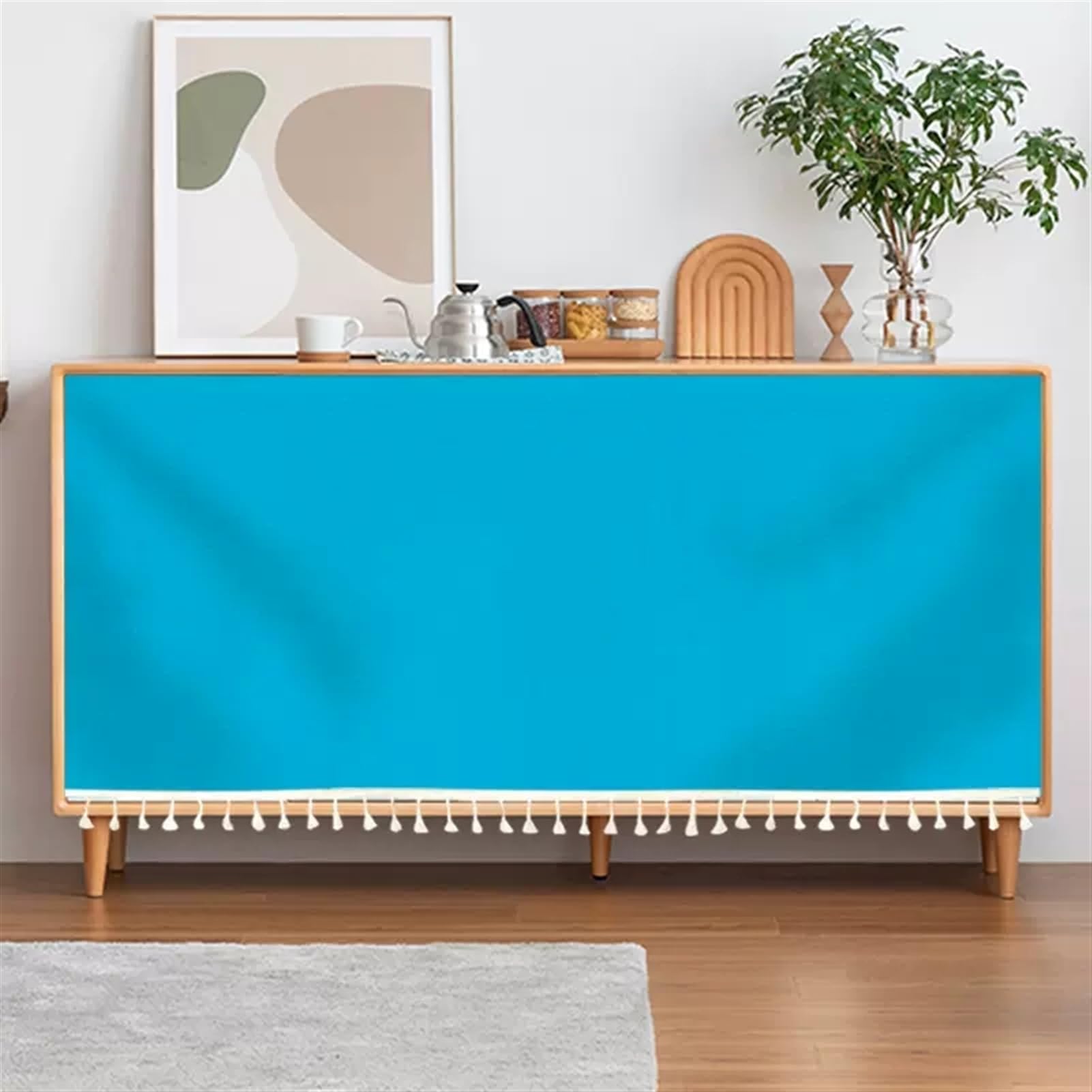 SK Studio Short Curtains for Kitchen, Privacy Closet Curtain Dust-Proof Under Sink Curtains for Small Kitchen Storage Room Blue 1, 19.7" W x 11.8" H