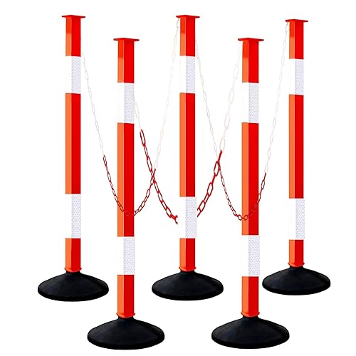 Poste de delineador de tráfico con base pesada y collares reflectantes, conos de estacionamiento ajustables, puntal de barrera naranja para entrada