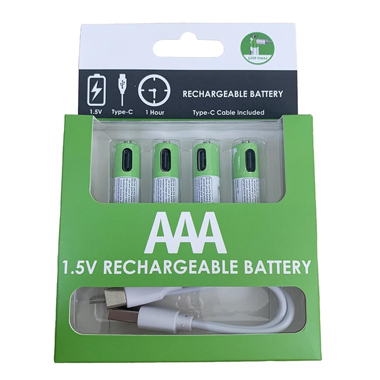 Batería de Iones de Litio USB AA/AAA Batería AA Recargable de 1,5 V 2600 mWh Batería AAA de 1,5 V 750 mWh Carga rápida 1200 ciclos con Cable Tipo C Paquete de 2/Paquete de 4