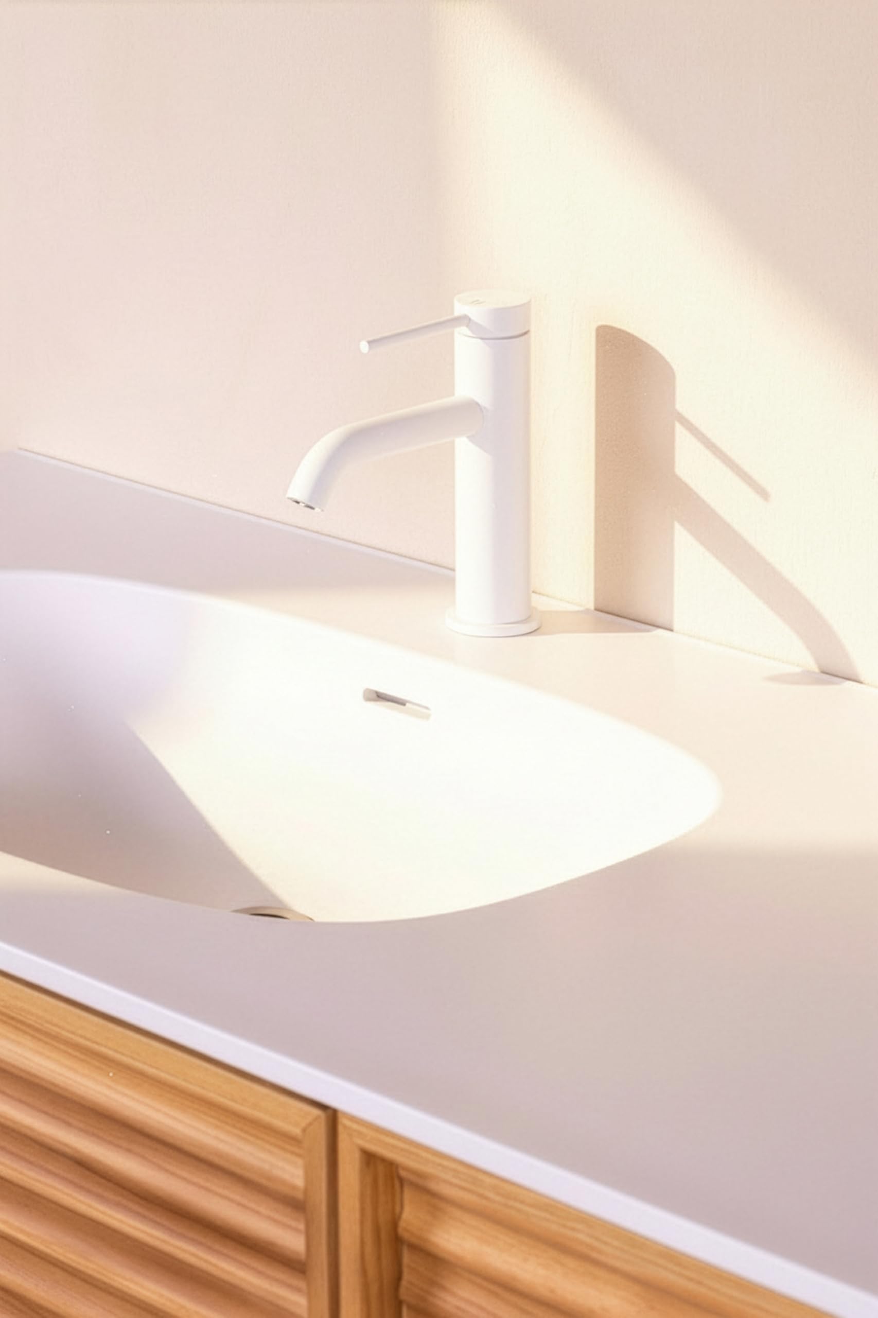 Mitigeur de lavabo économie d'eau 5L/min ELLIOT blanc mat avec aérateur