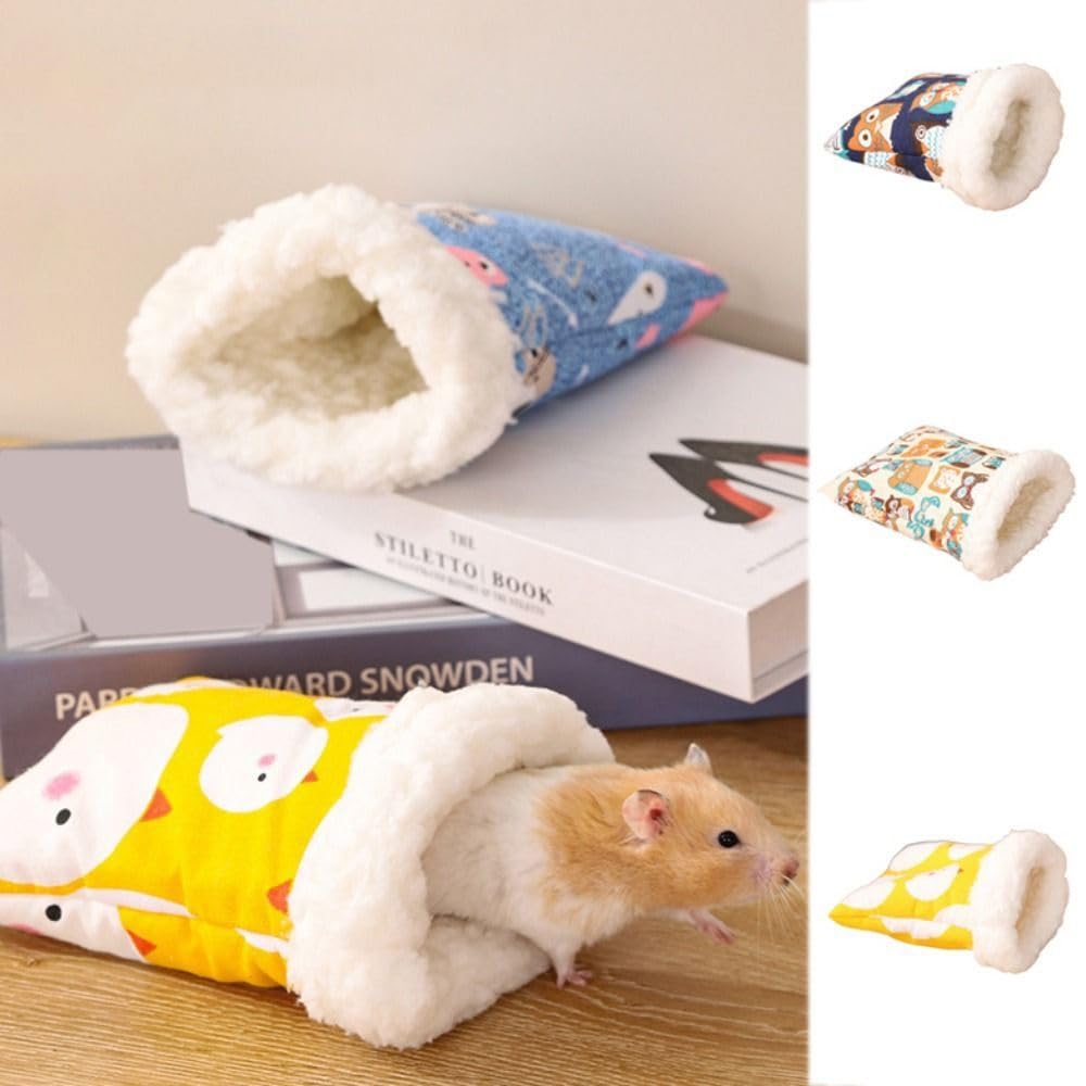 Sac de transport portable de poche pour animal de compagnie, lit chaud pour hamster, hérisson, sac de transport en polaire/toile chaude (L, bleu)