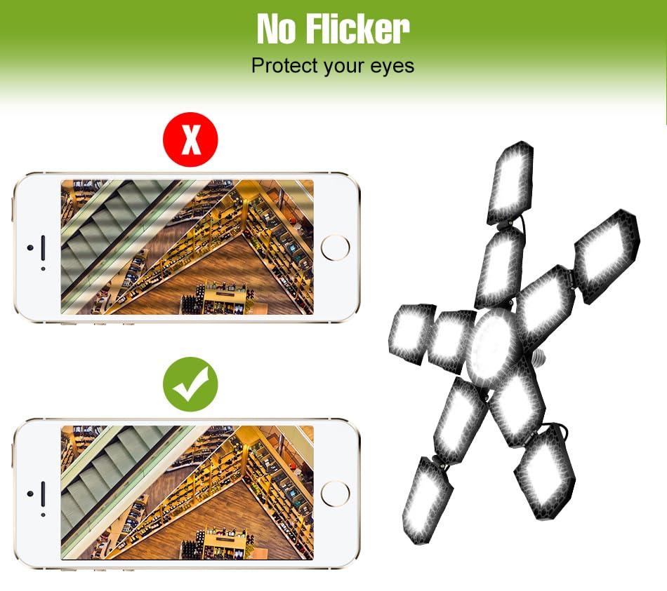 150W Deformable Garage Light E26 E27 Foldable Panels High Lumen Lighting AC100-277V Eye Protection No Flicker Home Garage — view 3