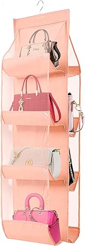 AARAINBOW 1 paquete de organizador colgante de bolso, fibra de poliéster transpirable + organizador de bolso de PVC, 8 bolsillos de fácil acceso,