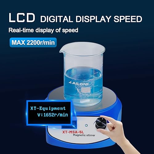 Miniatura 2 de Xin Tester Agitador magnético digital LED de 169.1 fl oz, mezclador magnético de acero inoxidable con barra de agitación, placa magnética para
