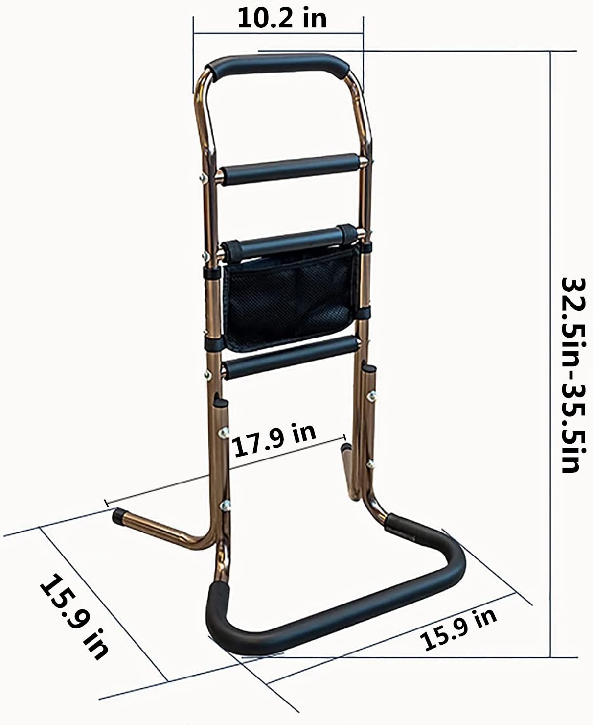 Supporto mobile per alzarsi e sedersi, struttura di supporto con 4 maniglie, supporto per sedili più vecchi, supporto per il letto, maniglia regolabile in altezza per anziani, portata 136 kg