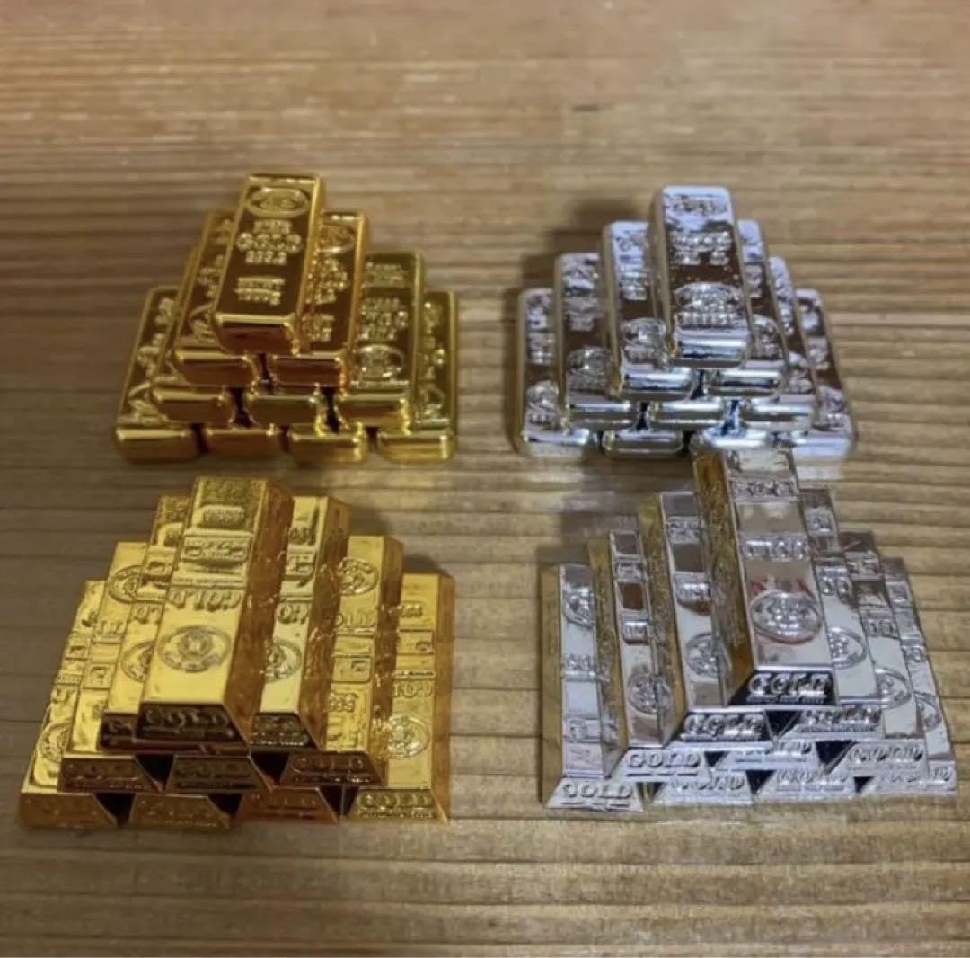 Amazon.co.jp: 【ミニチュア】 金塊 銀塊 金の延べ棒 銀の延べ棒 4種