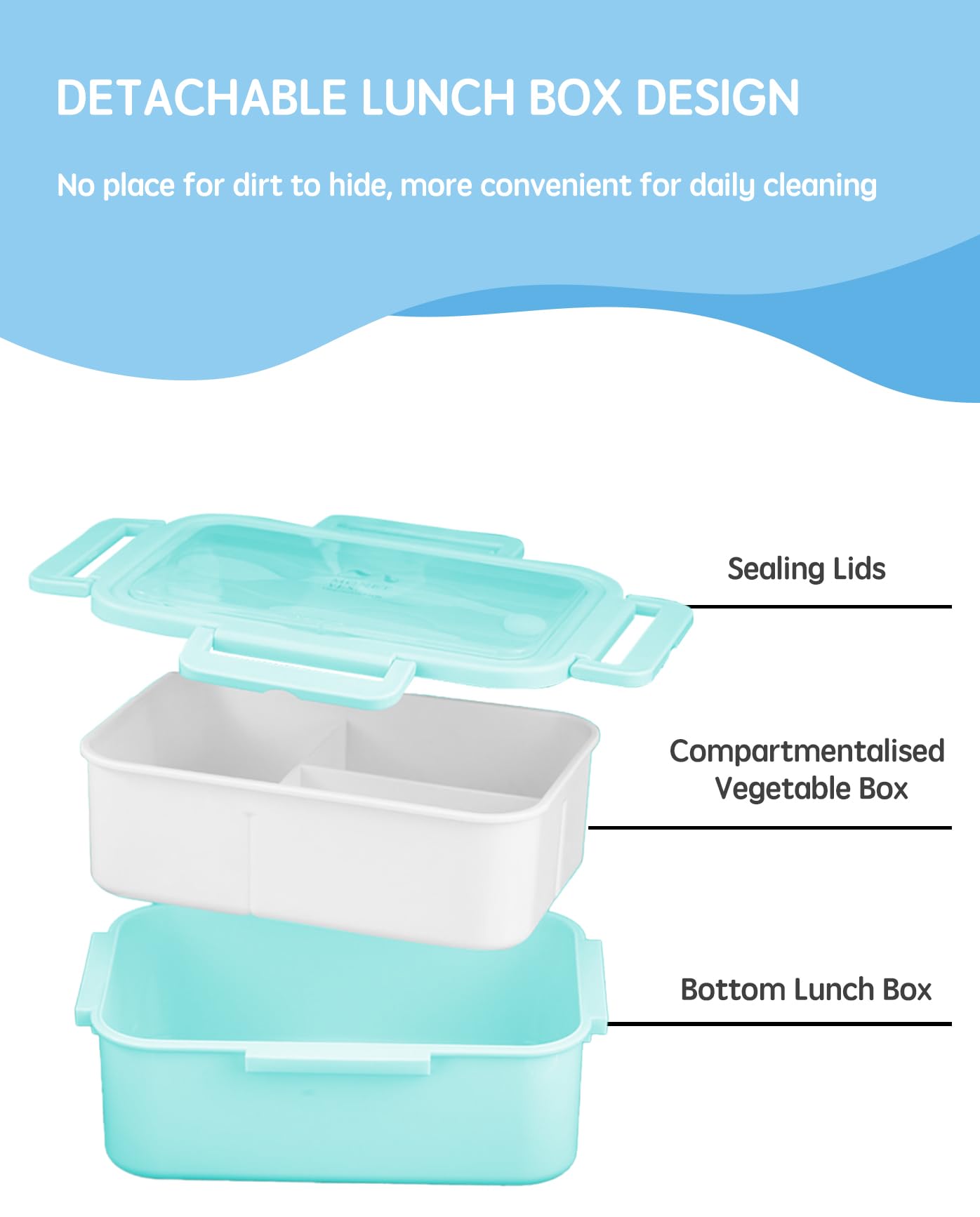BRYN 1400ml Porta Pranzo Ermetico, Lunch Box Microonde, Portapranzo Con