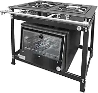 Fogão Industrial 2 Bocas Duplas Baixa Pressão Mr Fogões com Forno P8 Luxo