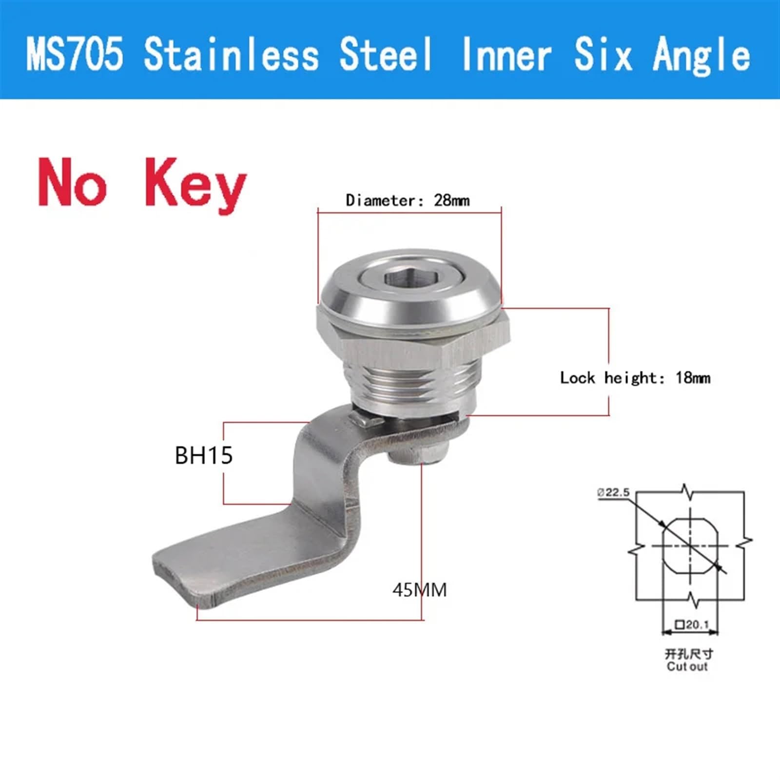 FJSUGAOW MS705 Series Stainless Steel Cam Lock Cabinet Electronic Control Cabinet Drawer Cupboard Locker Cabinet Tools (Color : 3sets-hex socket-H15)