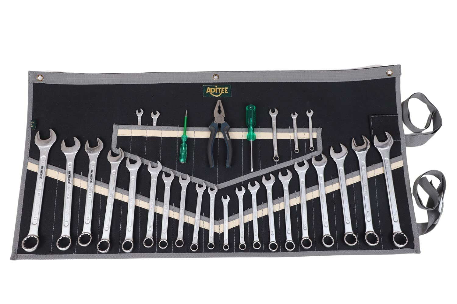 32 Pocket Canvas Wrench & Tool Roll Organizer