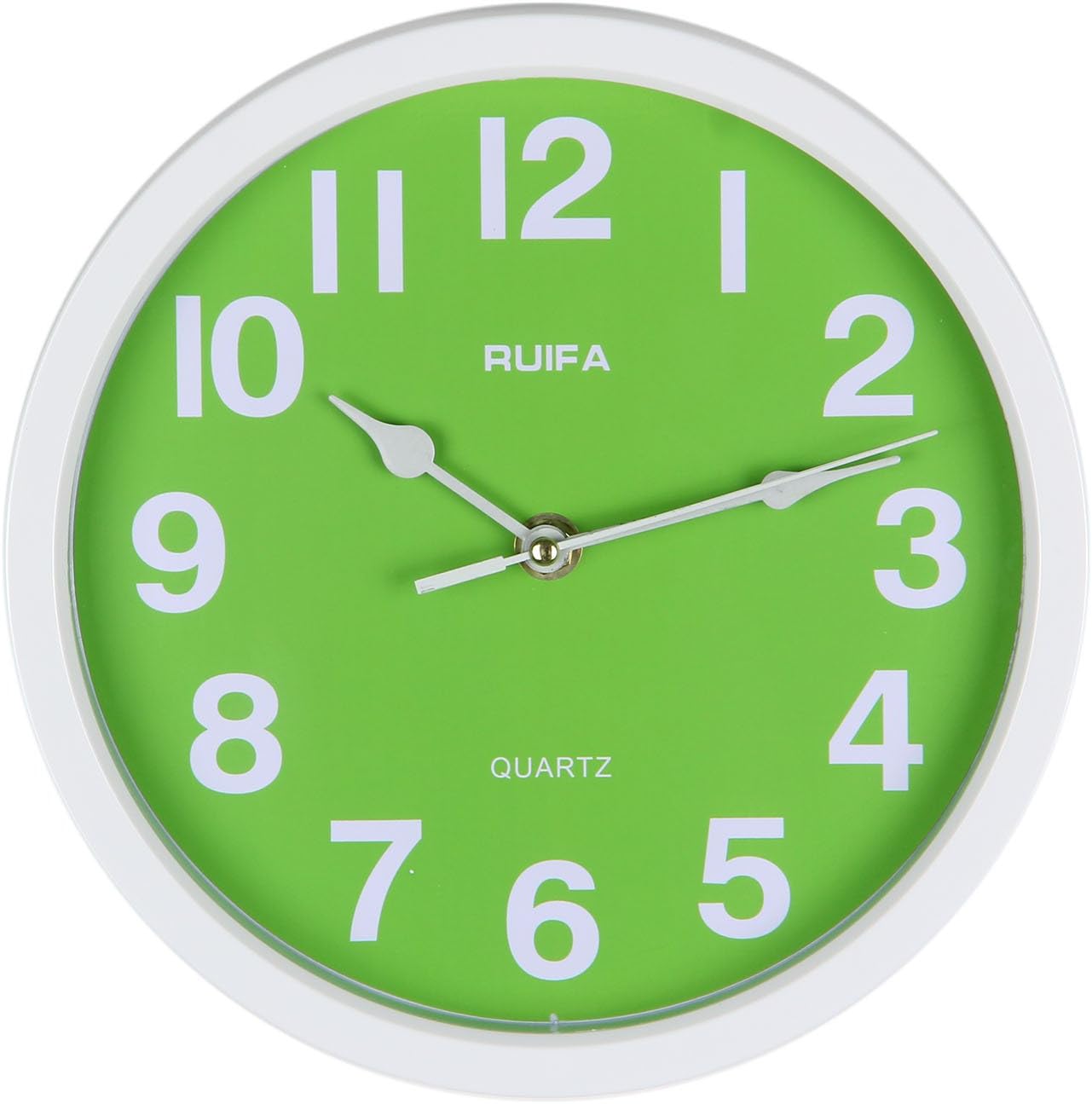 RUIFA Indoor Quiet 8-Inch Precedent Decorative Wall Clock with Arabic Numerals (Green)