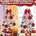 Uspring Small Flocked Christmas Tree with Lights, 2Ft Table Top Christmas Tree with Pre-Decorated Ornaments LED Lights, Artificial Full Mini Xmas Trees for Indoor Holiday Decor