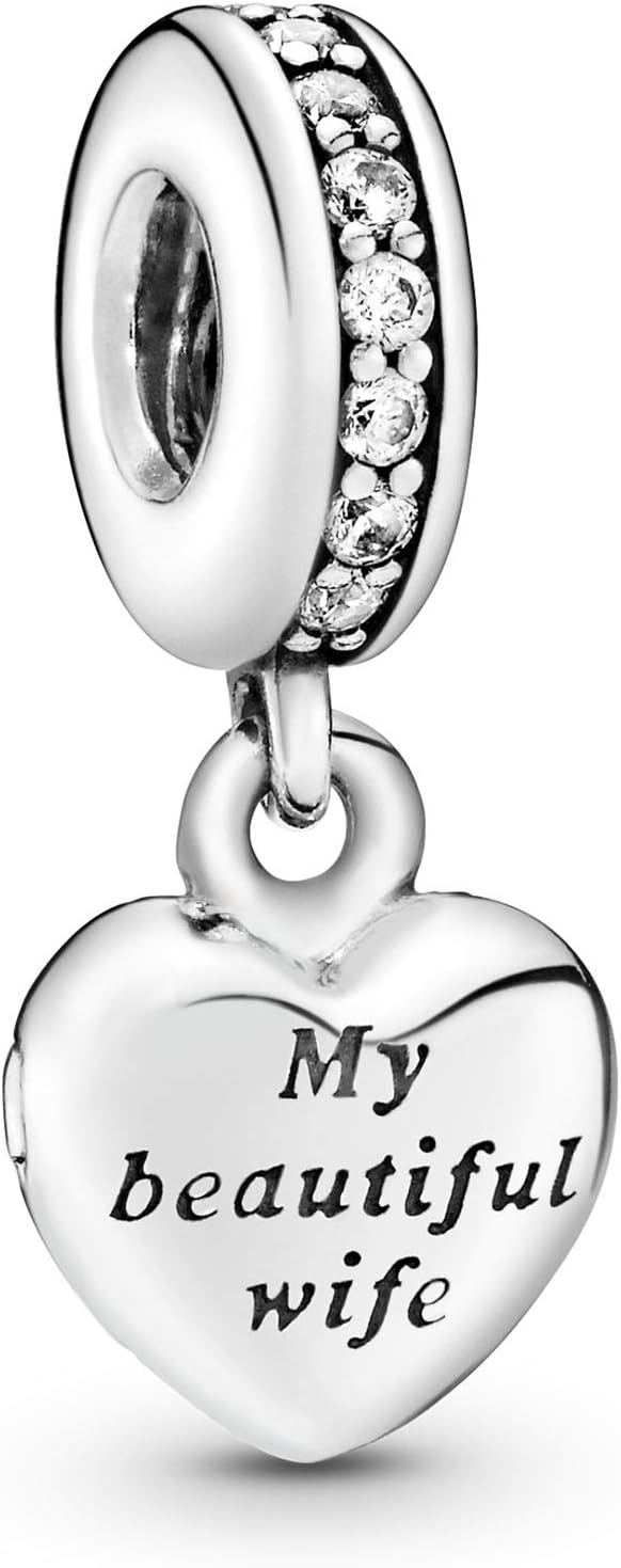 Pandora Jewelry My Beautiful Wife Dangle Cubic Zirconia Charm in Sterling Silver, No Box