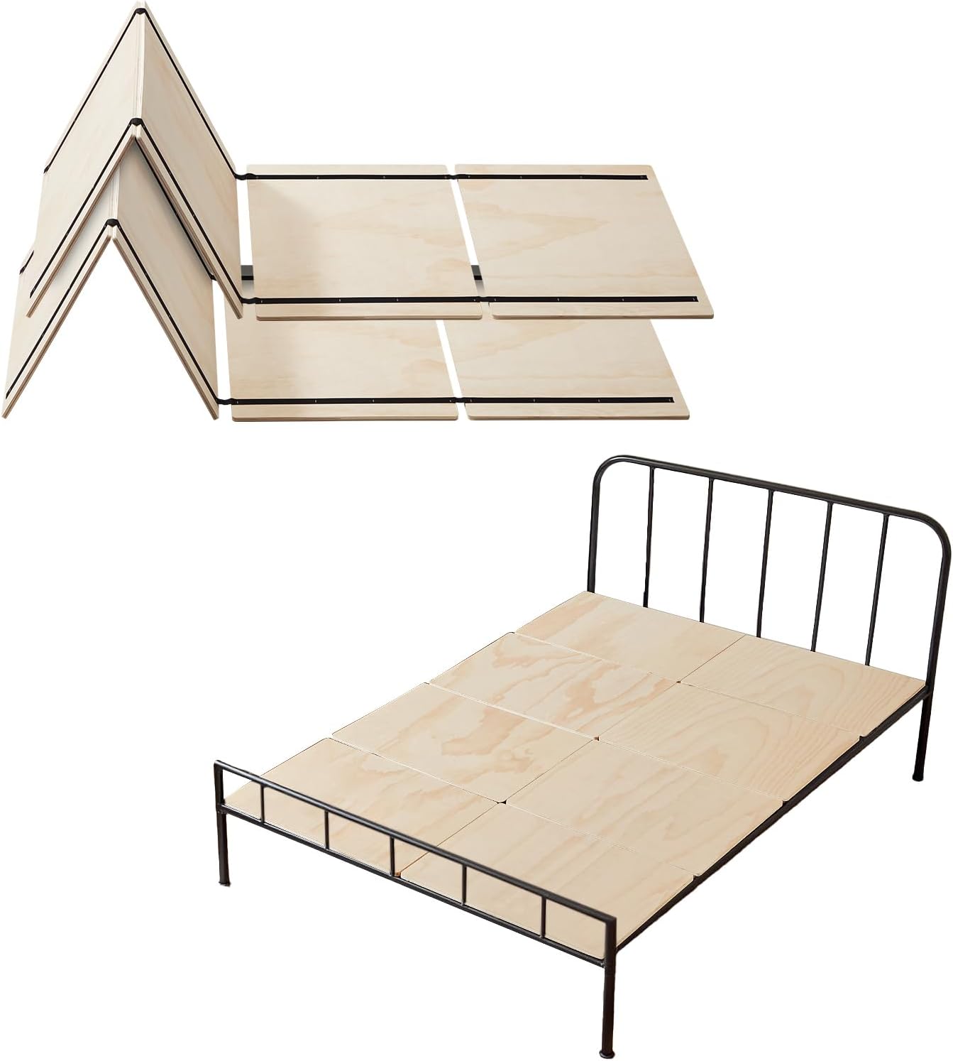 VEVOR Bunkie Board Full Size, 51" x 71" Foldable Box Spring, 0.4" Thicker Wooden Bed Boards for Under Mattress, Bed Slats with No Assembly Required, Easy-to-use Bed Support Board 0.4 Inch Thickness Full - 51.18 x 70.87 in