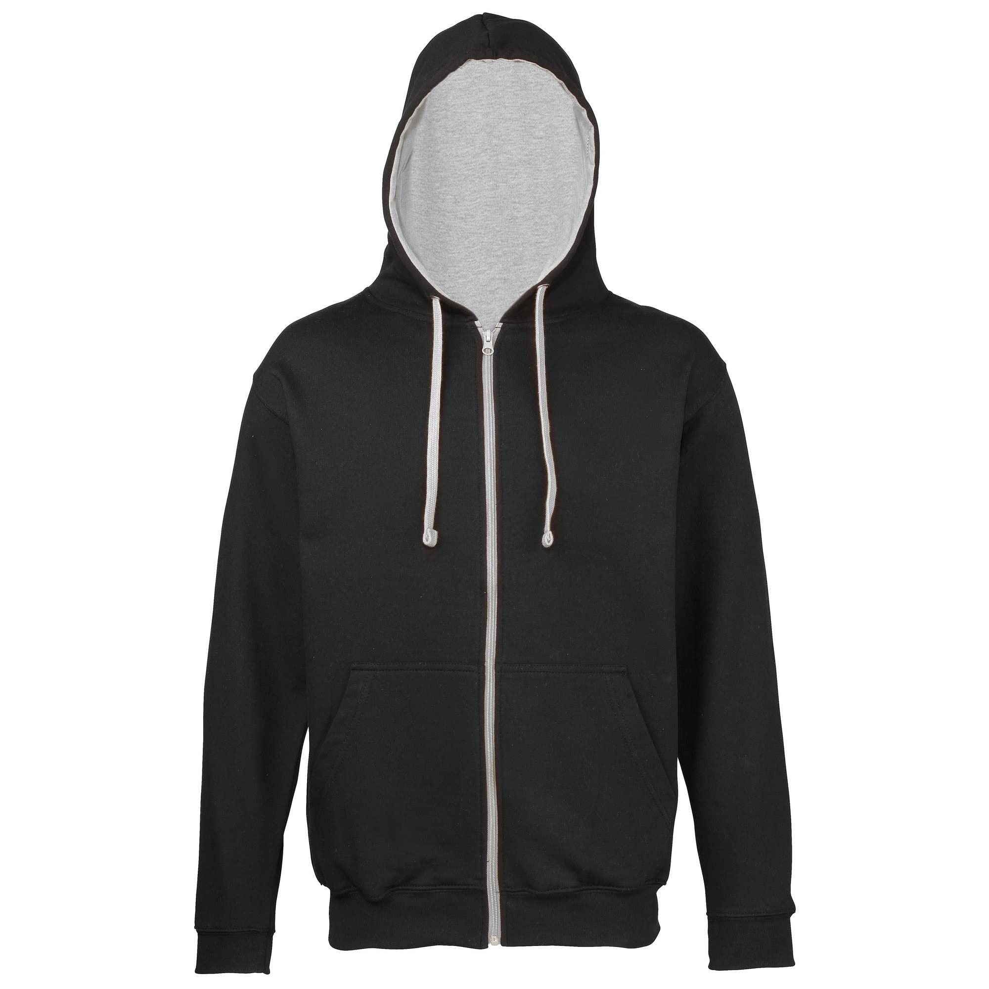 AWDis Men's Varsity Zoodie Hoodie, Multicoloured (Jet Black/Heather Grey), Large