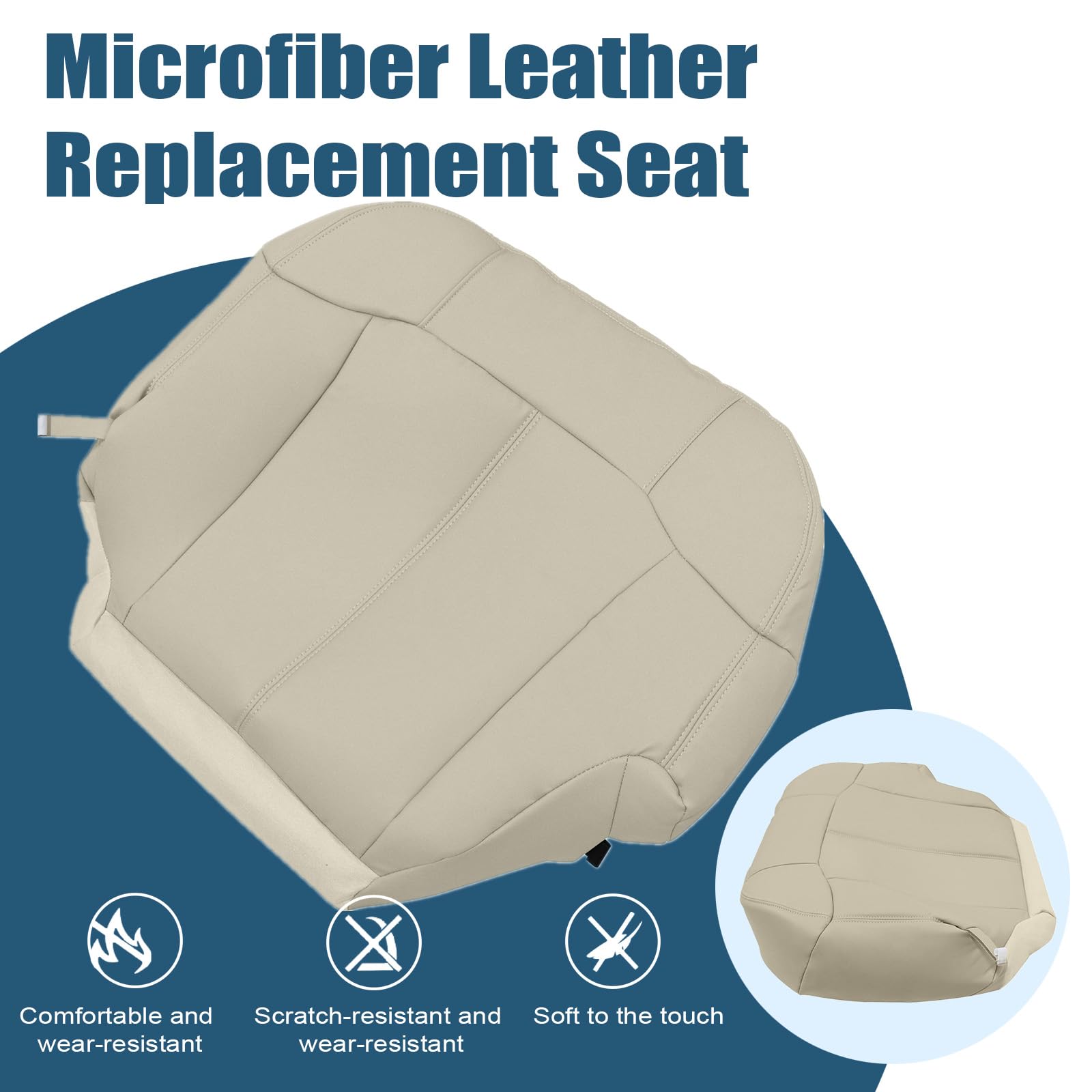 Front Leather Seat Cover Set – Light Tan For 1999-2002 Chevy Tahoe & Suburban (522/922)