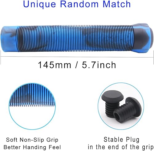Z-FIRST - Puños de mango (5.709in, mango de cuello largo) para barras de scooter Pro Stunt y barras de bicicletas BMX